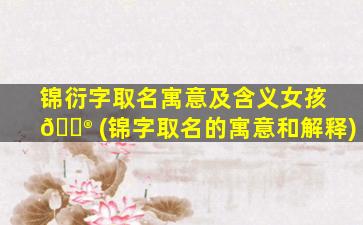 锦衍字取名寓意及含义女孩 💮 (锦字取名的寓意和解释)